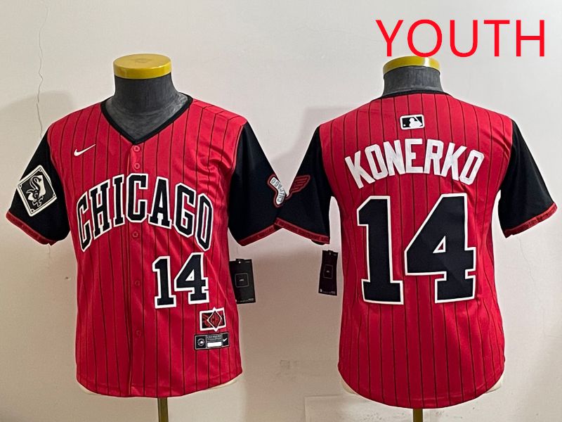 Youth 2025 Chicago White Sox 14 Konerko Red Stripe Joint Name Nike MLB Jersey style 6